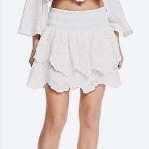 Red Carter Vega Cotton Skirt with tiered ruffle.